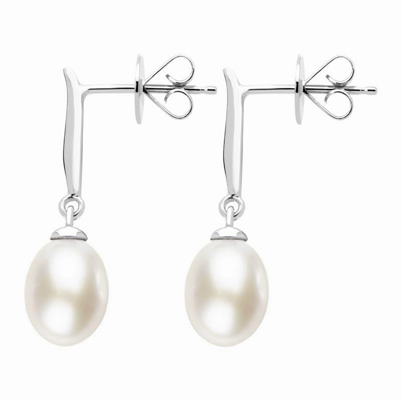 Sterling Silver White Pearl Drop Earrings