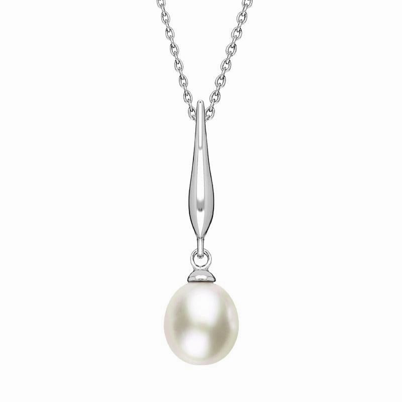 Sterling Silver White Pearl Pod Top Drop Pendant
