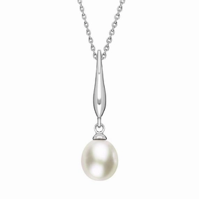 Sterling Silver White Pearl Pod Top Drop Pendant