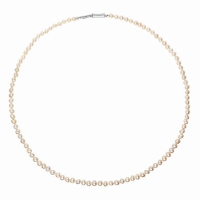 Sterling Silver White Pearl Uniform Beaded Necklace D