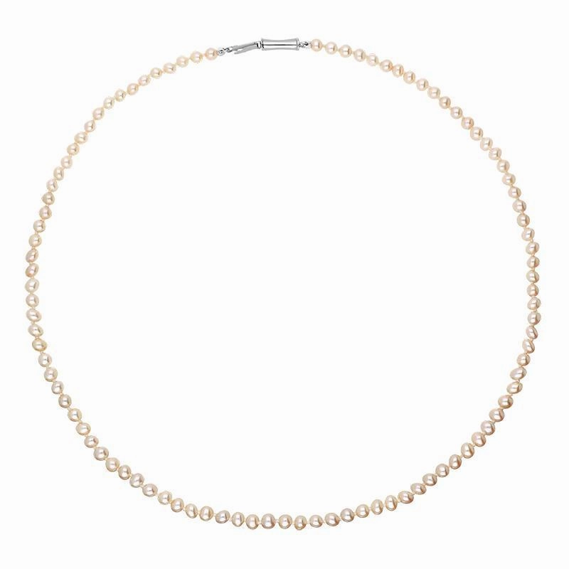 Sterling Silver White Pearl Uniform Beaded Necklace D