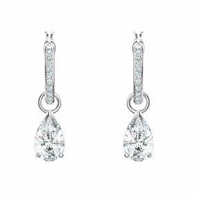 Swarovski Angelic Rhodium Plated Pear Cut Crystal Hoop Earrings D