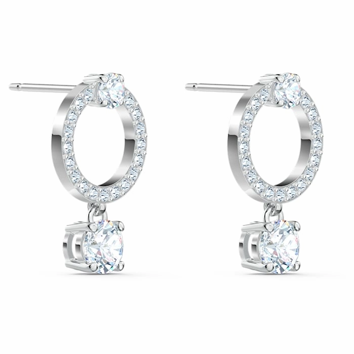 Swarovski Attract White Rhodium Plated Circle Crystal Drop Earrings