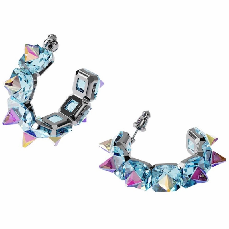 Swarovski Chroma Blue Crystal Hoop Earrings