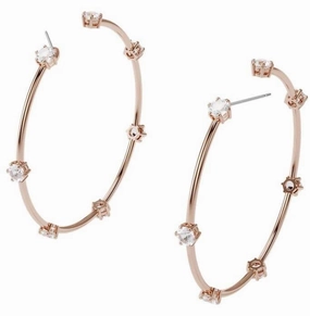 Swarovski Constella Rose Gold Tone White Crystal Hoop Earrings