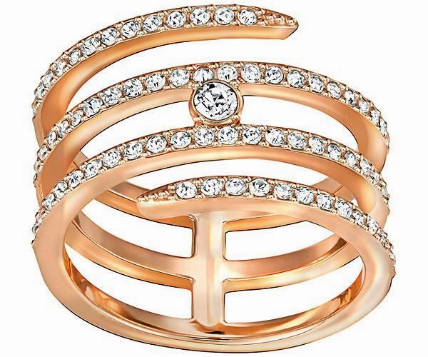 Swarovski Creativity Rose Gold Plated Spiral Ring - Size 52