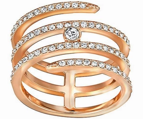 Swarovski Creativity Rose Gold Plated Spiral Ring - Size 52