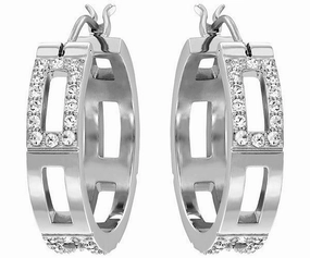 Swarovski Earrings Cubist Hoop Pierced Rhodium
