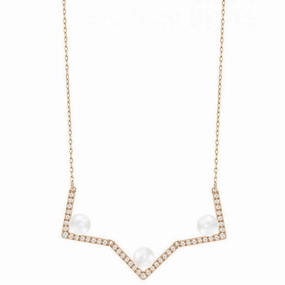 Swarovski Edify Rose Gold Pearl Clear Crystal Necklace