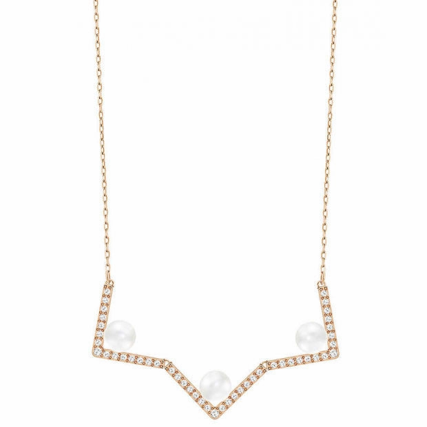 Swarovski Edify Rose Gold Pearl Clear Crystal Necklace