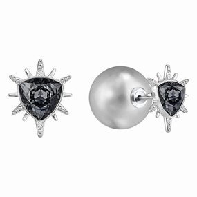 Swarovski Fantastic Grey Crystal Pearl Stud Earrings