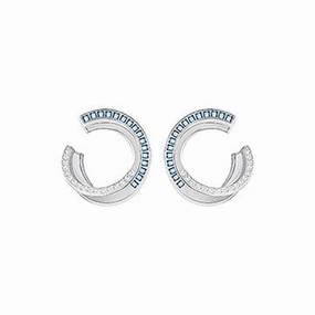 Swarovski Hero Rhodium Teal And White Hoop Earrings