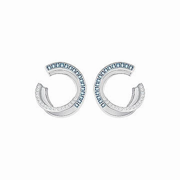 Swarovski Hero Rhodium Teal And White Hoop Earrings