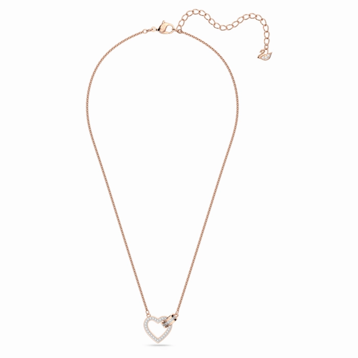 Swarovski Lovely Rose Gold Tone Plated White Crystal Heart Necklace
