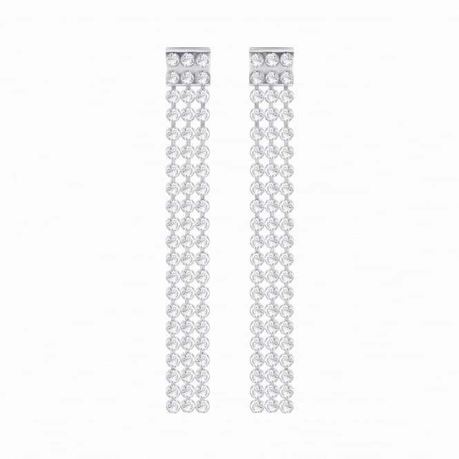 Swarovski Palladium White Crystal Fit Long Drop Earrings
