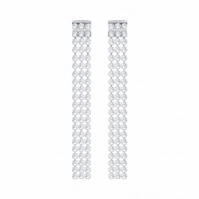Swarovski Palladium White Crystal Fit Long Drop Earrings
