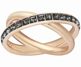 Swarovski Ring Dynamic Dark Crystal Rose Gold