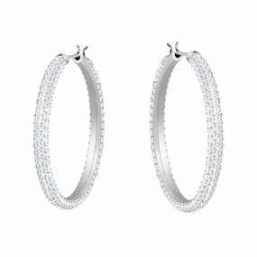 Swarovski Stone Rhodium Plated Hoop Earrings