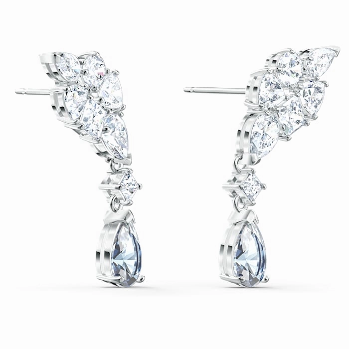 Swarovski Tennis Deluxe Rhodium Plated White Crystal Cluster Earrings D
