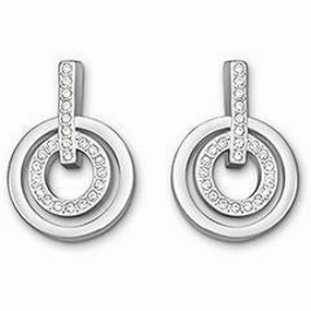 Swarvoski Rhodium White Crystal Circle Earrings