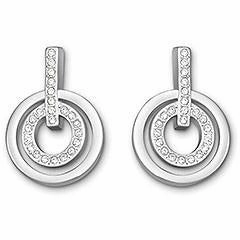 Swarvoski Rhodium White Crystal Circle Earrings