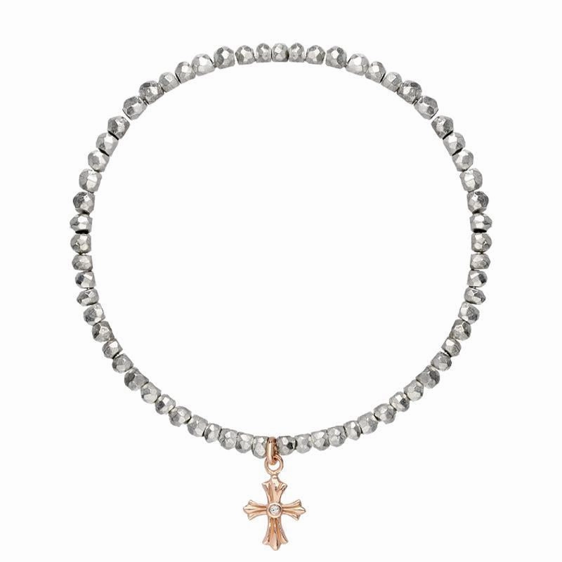 Sylva Rose Gold Plated Sterling Silver Cross Bead Bracelet