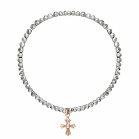 Sylva Rose Gold Plated Sterling Silver Cross Bead Bracelet