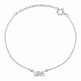 Sylva Sterling Silver Cubic Zirconia 'Love' Bracelet