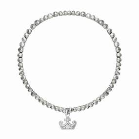 Sylva Sterling Silver Cubic Zirconia Crown Bead Bracelet