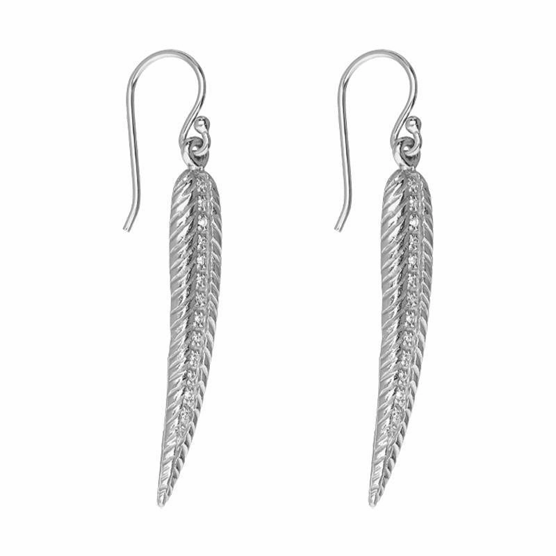 Sylva Sterling Silver Cubic Zirconia Feather Hook Earrings