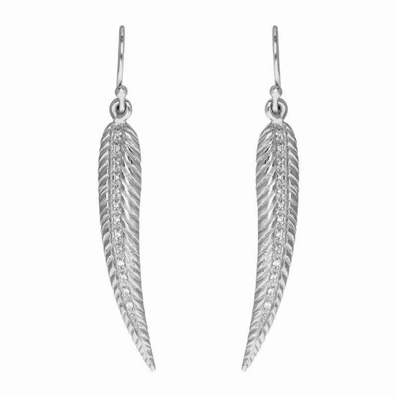Sylva Sterling Silver Cubic Zirconia Feather Hook Earrings