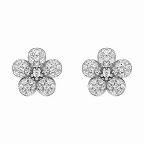Sylva Sterling Silver Cubic Zirconia Flower Stud Earrings