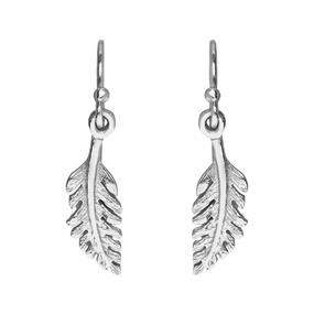 Sylva Sterling Silver Cubic Zirconia Small Feather Hook Earrings
