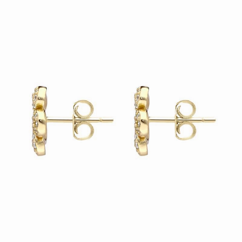 Sylva Yellow Gold Sterling Silver Plated Flower Stud Earrings