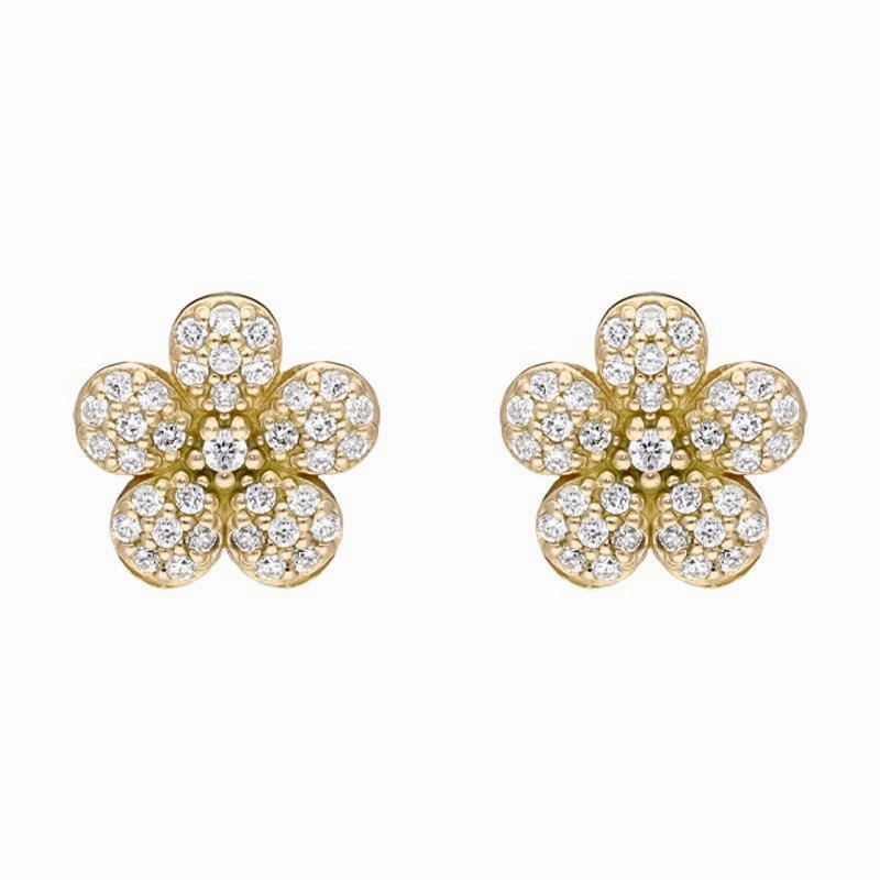 Sylva Yellow Gold Sterling Silver Plated Flower Stud Earrings