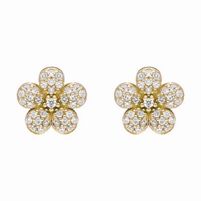 Sylva Yellow Gold Sterling Silver Plated Flower Stud Earrings
