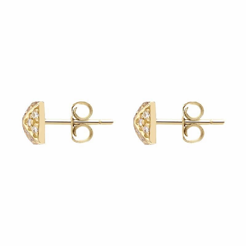 Sylva Yellow Gold Sterling Silver Plated Square Sectioned Stud Earrings
