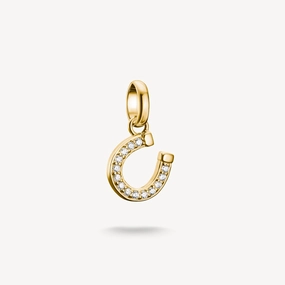 Thomas Sabo 18ct Gold Plated White Zirconia Horseshoe Connect Charm