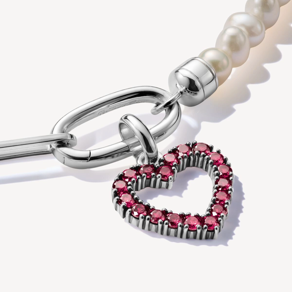 Thomas Sabo Blackened Sterling Silver Lab Grown Ruby Heart Connect Charm