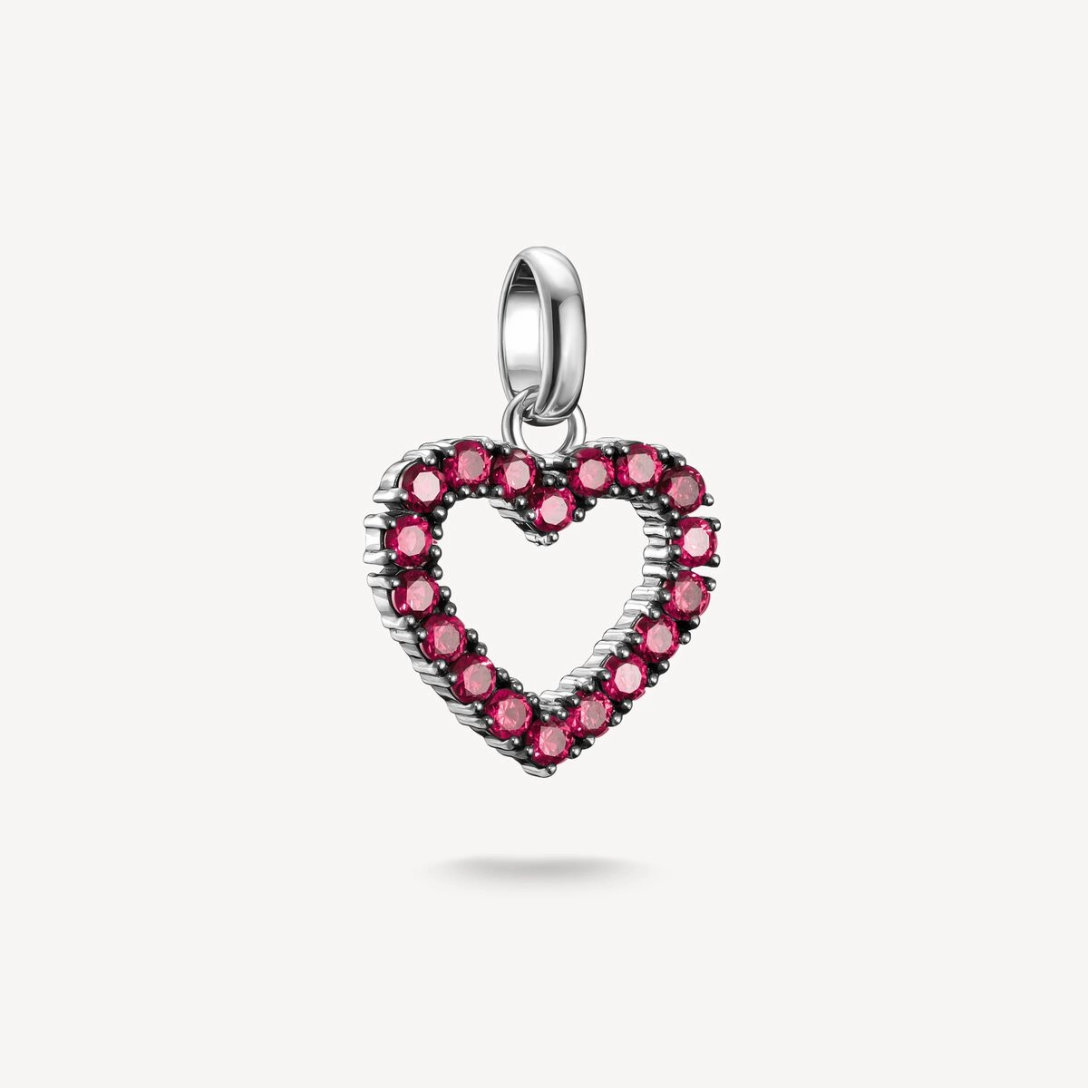 Thomas Sabo Blackened Sterling Silver Lab Grown Ruby Heart Connect Charm