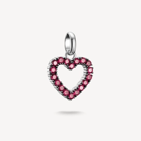 Thomas Sabo Blackened Sterling Silver Lab Grown Ruby Heart Connect Charm