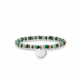 Thomas Sabo Bracelet Love Bridge Aventurine Labradorite Malachite Smoky Quartz Tigers Eye Silver 15.5cm