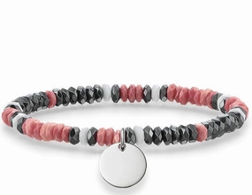 Thomas Sabo Bracelet Love Bridge Haematite Pink Jasper White Agate Silver 15.5cm
