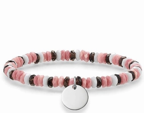 Thomas Sabo Bracelet Love Bridge Smoky Quartz Pink Jasper White Agate Silver 16.5cm D