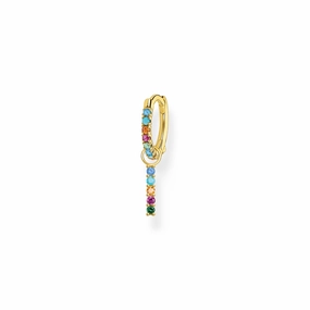 Thomas Sabo Charm Club Gold Plated Sterling Silver Colourful Pendant Hoop Earring D