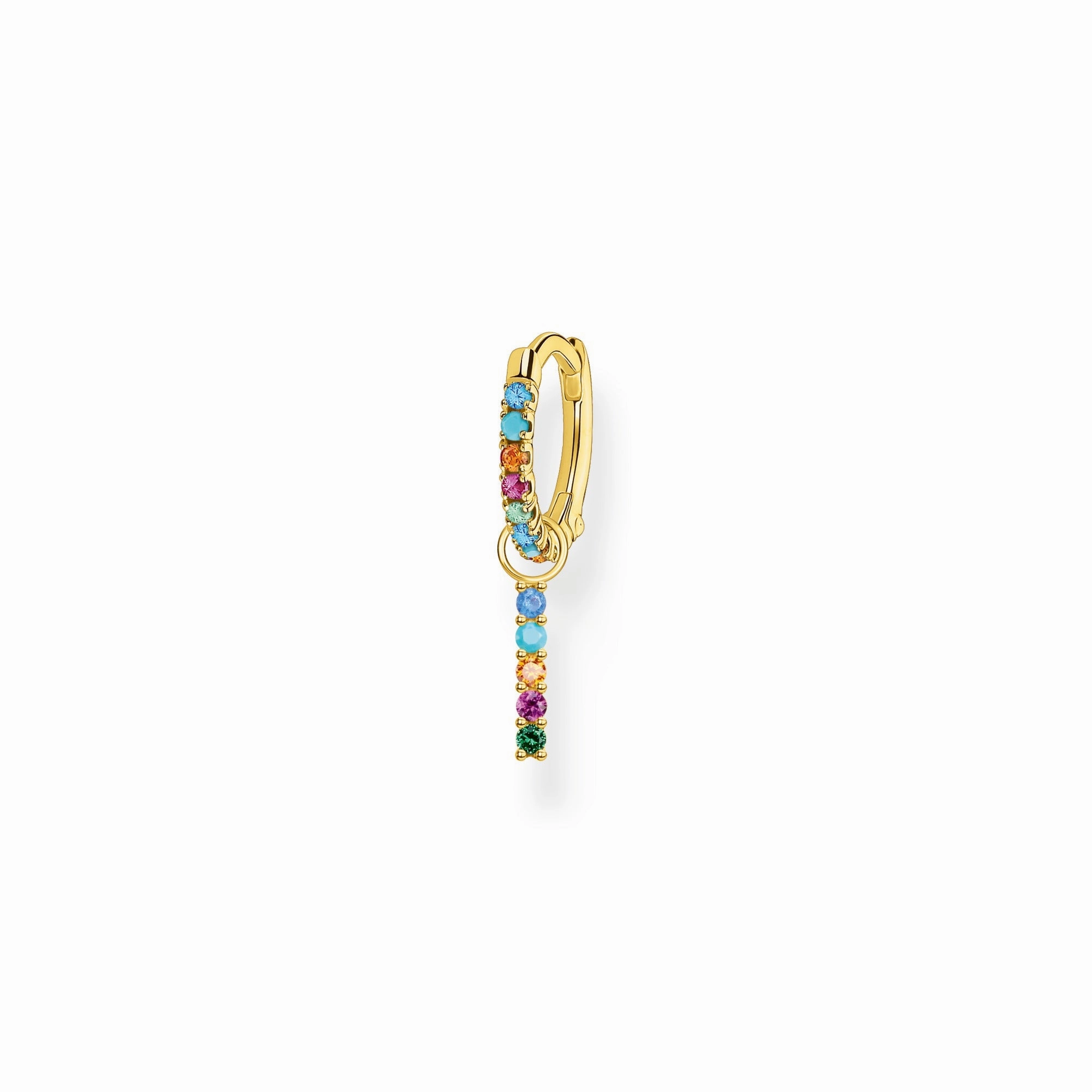 Thomas Sabo Charm Club Gold Plated Sterling Silver Colourful Pendant Hoop Earring D