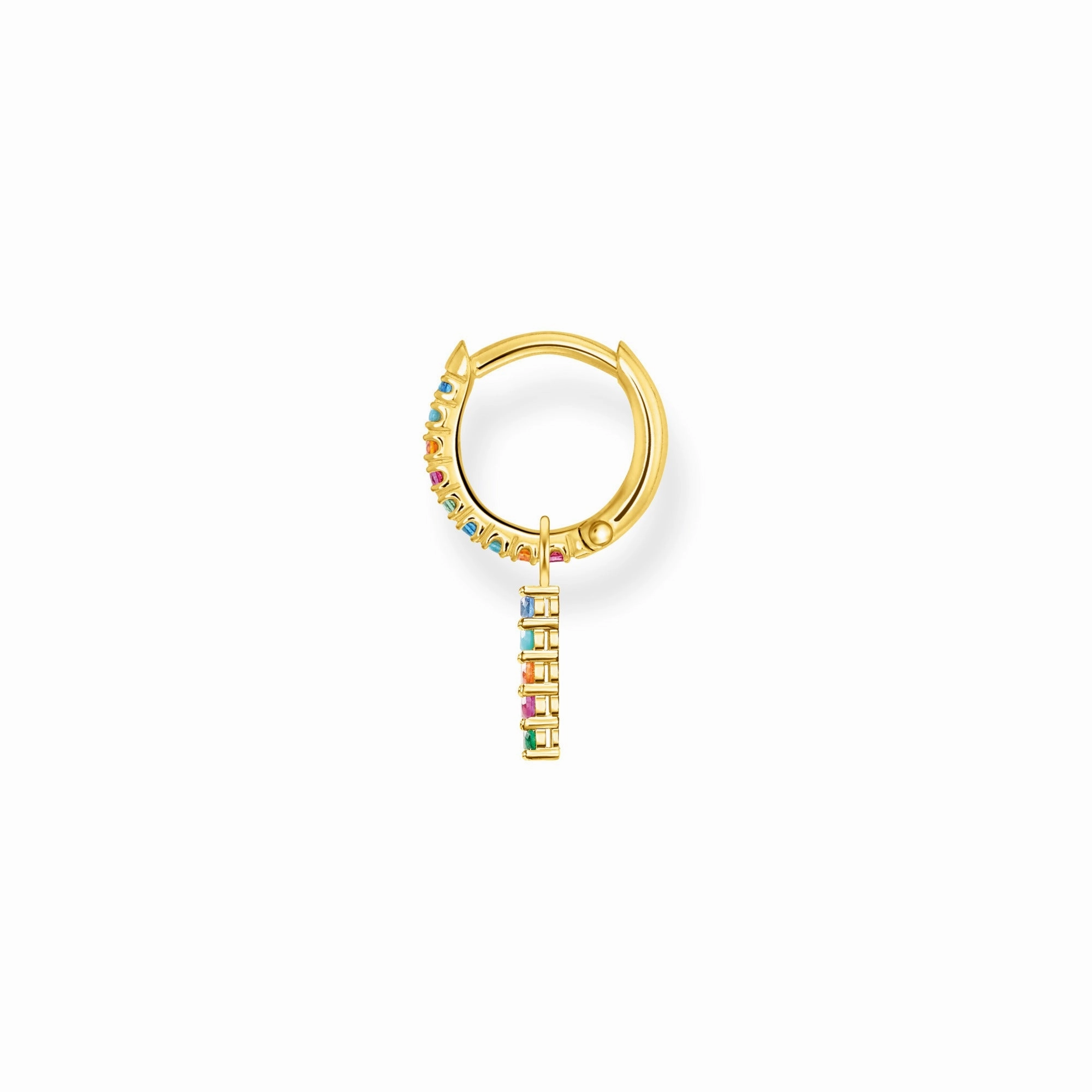 Thomas Sabo Charm Club Gold Plated Sterling Silver Colourful Pendant Hoop Earring D