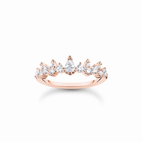 Thomas Sabo Charm Club Rose Gold Plated Sterling Silver Ice Crystals Ring