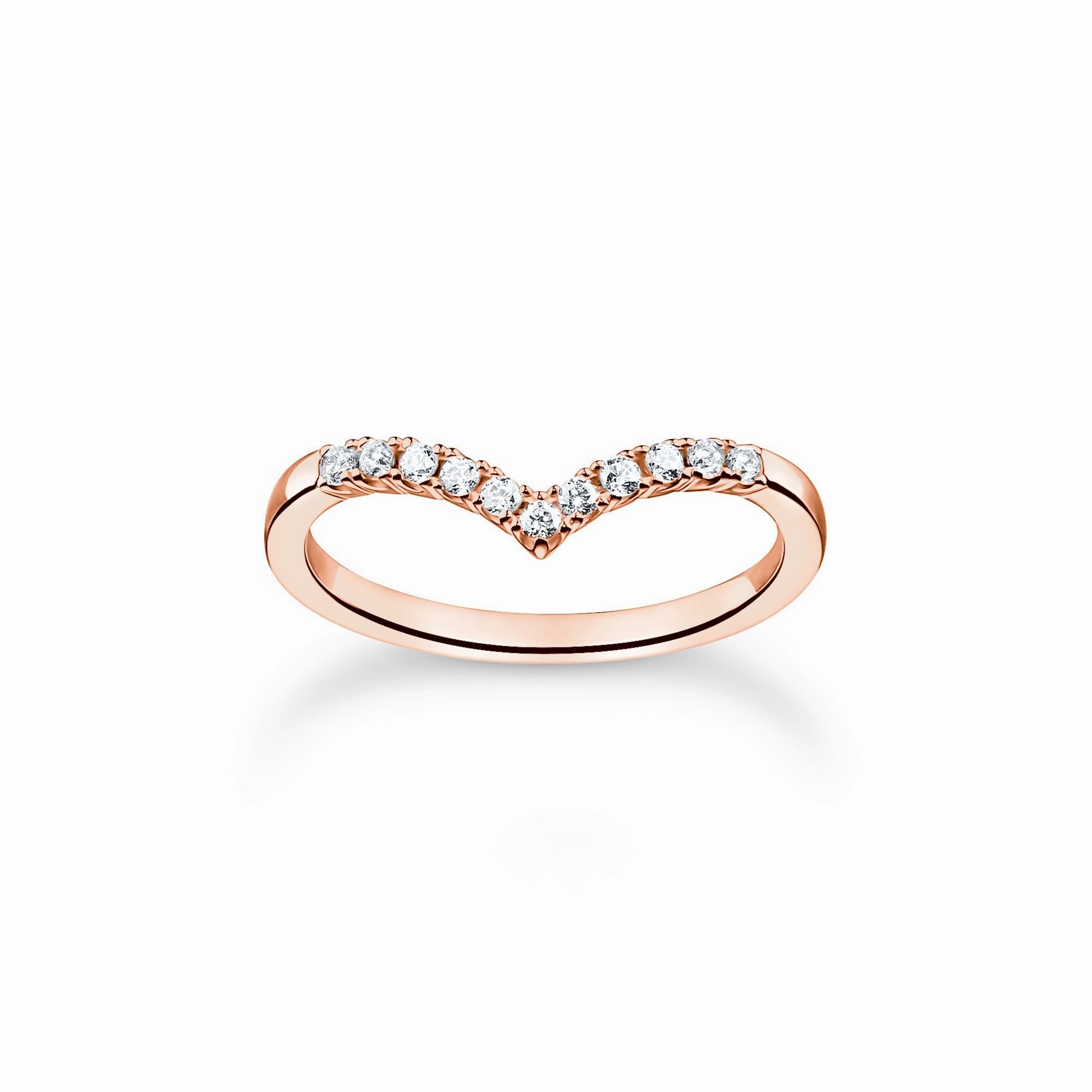 Thomas Sabo Charm Club Rose Gold Plated Sterling Silver V-Shape Ring