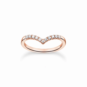 Thomas Sabo Charm Club Rose Gold Plated Sterling Silver V-Shape Ring